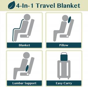 img 2 attached to PAVILIA Travel Blanket And Pillow, Dual Zippers, Clip On Strap, Warm Soft Fleece 2-In-1 Combo Blanket Airplane, Camping, Car, Large Compact Blanket Set, Luggage Backpack Strap, 60 X 43 (Teal Blue)