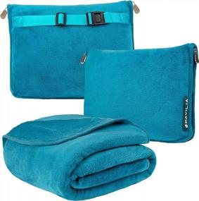 img 4 attached to PAVILIA Travel Blanket And Pillow, Dual Zippers, Clip On Strap, Warm Soft Fleece 2-In-1 Combo Blanket Airplane, Camping, Car, Large Compact Blanket Set, Luggage Backpack Strap, 60 X 43 (Teal Blue)