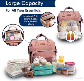 img 2 attached to Stylish Pink Diaper Bag Backpack with Bassinet and Baby Changing Pad – 3-in-1 Design including USB Charging Port, Insulated Bottle Pockets, Stroller Straps, Wet Wipes Pocket, and More
