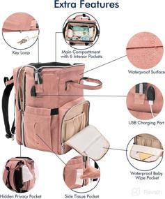 img 1 attached to Stylish Pink Diaper Bag Backpack with Bassinet and Baby Changing Pad – 3-in-1 Design including USB Charging Port, Insulated Bottle Pockets, Stroller Straps, Wet Wipes Pocket, and More