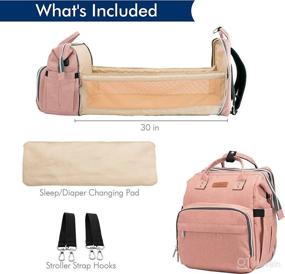 img 3 attached to Stylish Pink Diaper Bag Backpack with Bassinet and Baby Changing Pad – 3-in-1 Design including USB Charging Port, Insulated Bottle Pockets, Stroller Straps, Wet Wipes Pocket, and More