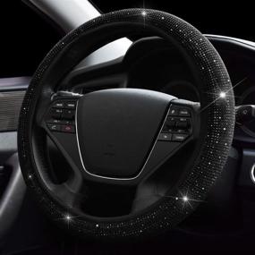img 3 attached to 🔮 Enhance Your Car's Style with the Black Diamond Steering Wheel Cover - Sparkling Crystal Diamond for Women and Men - Universal Fit 15 Inch SUV Wheel Protector