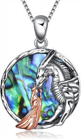 img 4 attached to Sterling Silver Animal Inspired Necklace Collection - Girl And Dragon, Girl And Wolf, Elephant Sloth, Rabbit Fox, Horse Dog Jewelry Gifts For Women And Teen Girls