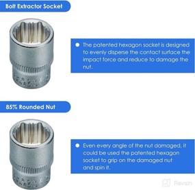 img 3 attached to 🔧 FESTAR Patented Non-Slip Socket Set: High-Quality 34-Piece CRV Steel Metric Socket Kit for Rounded Off Nuts