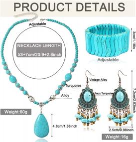 img 1 attached to Boho Vintage Turquoise Beaded Necklace With Ethnic Alloy Pendant For Women'S Jewelry Collection