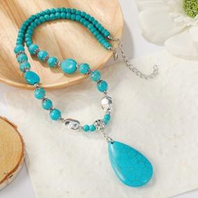 img 3 attached to Boho Vintage Turquoise Beaded Necklace With Ethnic Alloy Pendant For Women'S Jewelry Collection