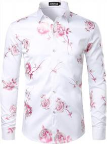 img 4 attached to Men'S Slim Fit Button Down Party Dress Shirt In Shiny Gold With 3D Rose Print - Perfect For Nightclubs And Events - ZEROYAA