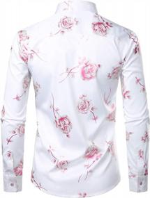 img 3 attached to Men'S Slim Fit Button Down Party Dress Shirt In Shiny Gold With 3D Rose Print - Perfect For Nightclubs And Events - ZEROYAA