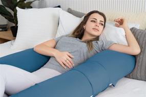 img 2 attached to 🤰 INSEN Pregnancy Pillow: H-Shaped Body Pillow for Pregnant Women, 57inches, Blue Jersey - With Pillow Cover!