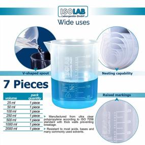 img 3 attached to ISOLAB 7-Piece Plastic Beaker Set With High Clarity, Autoclavable Polypropylene And Raised Graduations (25ML, 50ML, 100ML, 250ML, 500 ML 1000 ML & 2000 ML)