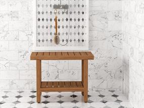 img 3 attached to 24" Teak Shower Bench With Shelf - The Original Spa Experience