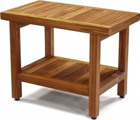 img 1 attached to 24" Teak Shower Bench With Shelf - The Original Spa Experience