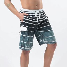img 3 attached to Stylish And Speedy: YnimioAOX Men'S Quick Dry Swim Trunks With Vibrant Stripes
