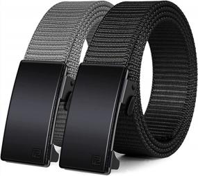 img 4 attached to Efficient Nylon Ratchet Belt 2 Pack: Tactical Web Belts for Men with Automatic Buckle