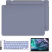 batianda for macbook pro 13 inch case 2020 2022 release m2 m1 a2338/a2289/a2251 rubberized hard shell case cover+keyboard cover + screen protector for newest mbp 13 inch with touch bar, lavender gray logo