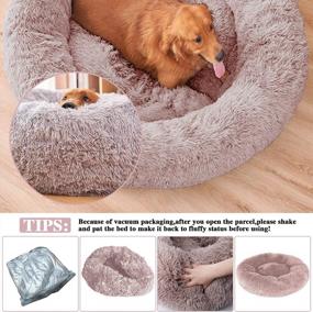 img 1 attached to Topmart Plush Calming Dog & Cat Bed - Washable Donut Cuddler For Anti Anxiety - 36" × 36", Beige
