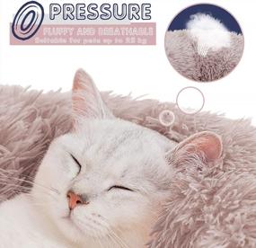 img 3 attached to Topmart Plush Calming Dog & Cat Bed - Washable Donut Cuddler For Anti Anxiety - 36" × 36", Beige