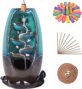 img 4 attached to Waterfall Backflow Incense Holder With 120 Cones & 30 Sticks - Perfect For Home, Office, Yoga, Aromatherapy, And Decoration By SOLEJAZZ Incense Burner