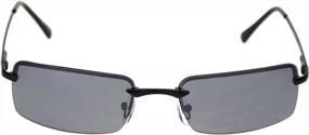 img 4 attached to Mens Spring Hinge Narrow Rectangular Rimless Classy Metal Rim Sunglasses