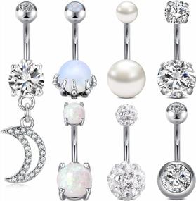 img 4 attached to Surgical Steel Belly Rings For Women - MODRSA Hypoallergenic Belly Button Rings