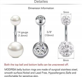 img 2 attached to Surgical Steel Belly Rings For Women - MODRSA Hypoallergenic Belly Button Rings