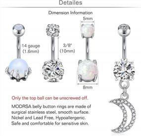 img 3 attached to Surgical Steel Belly Rings For Women - MODRSA Hypoallergenic Belly Button Rings