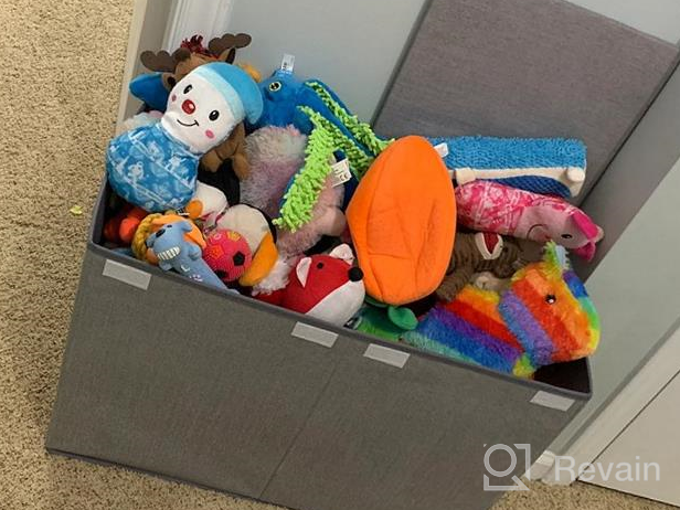 img 1 attached to Organize Kids' Playroom With Homyfort Toy Chest Storage Organizer - Large Collapsible Box Bins W/ Flip-Top Lid, White review by Trendsetters Hare