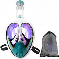 full face snorkel mask anti-uv 180° panoramic view, curved design, anti-leak/fog with camera mount + portable bag for adults, youth & kids logo