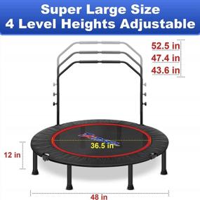 img 3 attached to 43/48" Foldable Mini Trampoline - 4 Level Height Adjustable Foam Handle Exercise Rebounder For Kids & Adults, 440Lbs Max Load | Indoor Outdoor Workout By Tomser