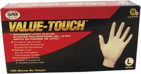img 1 attached to SAS Safety 6593 Value-Touch Industrial Disposable Latex Gloves, 5 Mil, Large Size, Pack of 100 Gloves by Weight