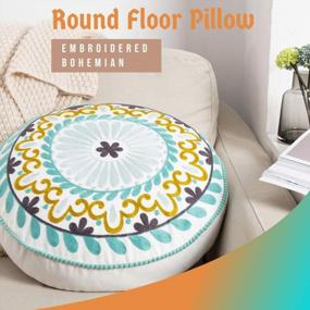 img 3 attached to Boho Chic Floor Pillow: Colorful Embroidered Round Cushion For Stylish Meditation And Seating Area Décor In Living Room And Bedroom