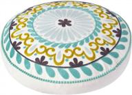 boho chic floor pillow: colorful embroidered round cushion for stylish meditation and seating area décor in living room and bedroom logo
