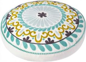 img 4 attached to Boho Chic Floor Pillow: Colorful Embroidered Round Cushion For Stylish Meditation And Seating Area Décor In Living Room And Bedroom