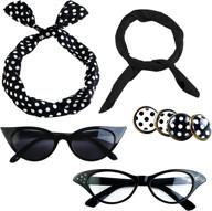 винтажный набор в стиле 50-х: 6 шифоновых шарфов, очки «кошачий глаз», банданы, ободки и серьги от aneco логотип