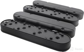 img 1 attached to 🔧 Black Tektall LS Smooth Cast Aluminum Valve Covers with Coil Mounts and Covers - Compatible with Chevy Small Block SB V8 293 325 376 427