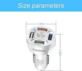 img 3 attached to 🔌 2Pack Car Charger Adapter, 4-Port USB QC 3.0 Fast Phone Charger Adapter with LED Display, Universal Compatibility for iPhone 13 Pro Max/12 Pro/11 Pro, Car Accessories (White/2PCS)