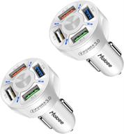 🔌 2pack car charger adapter, 4-port usb qc 3.0 fast phone charger adapter with led display, universal compatibility for iphone 13 pro max/12 pro/11 pro, car accessories (white/2pcs) logo