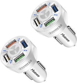 img 4 attached to 🔌 2Pack Car Charger Adapter, 4-Port USB QC 3.0 Fast Phone Charger Adapter with LED Display, Universal Compatibility for iPhone 13 Pro Max/12 Pro/11 Pro, Car Accessories (White/2PCS)