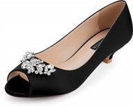 stylish and comfortable women's low kitten heels with rhinestones for wedding, evening and party wear logo