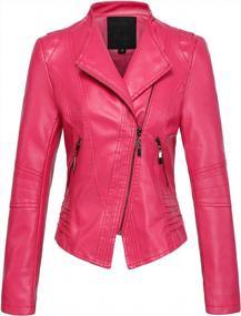 img 4 attached to Women'S Collarless Cropped Leather Biker Jacket By Chouyatou - SEO Optimized