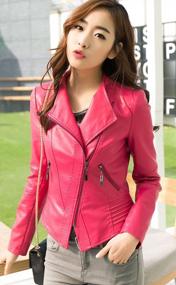 img 2 attached to Women'S Collarless Cropped Leather Biker Jacket By Chouyatou - SEO Optimized