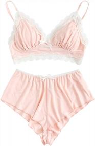 img 4 attached to SweatyRocks Women'S Lace Trim Bralette And Panty Set Underwear Lingerie Straps