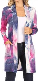 img 4 attached to US Size Women'S Open Cardigan With Long Sleeve In Printed And Solid Designs For Casual Wear