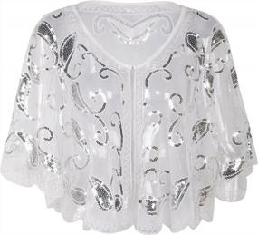 img 4 attached to Sparkling Flapper Evening Wrap Cape For Women - PrettyGuide Sequin Shawls Inspired By 1920S Fashion