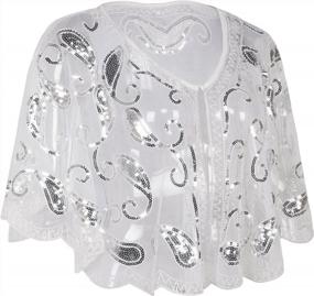 img 3 attached to Sparkling Flapper Evening Wrap Cape For Women - PrettyGuide Sequin Shawls Inspired By 1920S Fashion