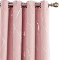deconovo pink curtains for kids room - silver wave foil printed blackout thermal insulated window drapes logo