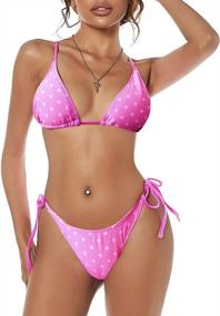 img 2 attached to Polka Dot Tie-String Triangle Bikini Set: Trendy Women'S Swimsuits From ZAFUL