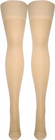 img 1 attached to Truform 20-30 MmHg Compression Stockings For Men & Women, Thigh High Open Toe Beige Large 0866-L