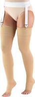 truform 20-30 mmhg compression stockings for men & women, thigh high open toe beige large 0866-l logo