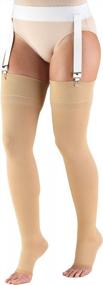 img 4 attached to Truform 20-30 MmHg Compression Stockings For Men & Women, Thigh High Open Toe Beige Large 0866-L